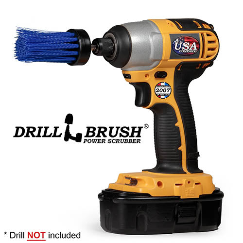 1in Blue Brush - Medium Stiffness - Long Bristles - Marine & Pool Spot Cleaning | 1in-L-B-QC-DB