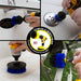 Action shots of a Medium Blue Original brush cleaning a boat ladder, a Medium Blue 2 inch Short Drillbrush cleaning the stern of a boat, and Medium Blue 4 inch and 2 inch Long Drillbrush cleaning a gas cap.