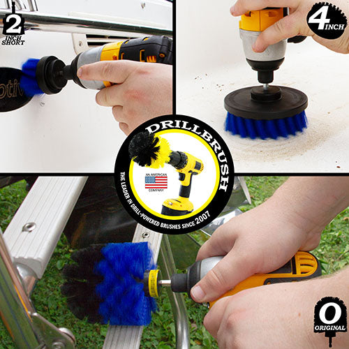 Original, 4in, & 2in Blue Brushes - Medium Bristles - Marine & Pool Cleaning | B-S-42O-QC-DB