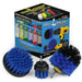 The Drillbrush 42O Medium Blue Marine & Pool Brush Kit in front of the box it comes in.