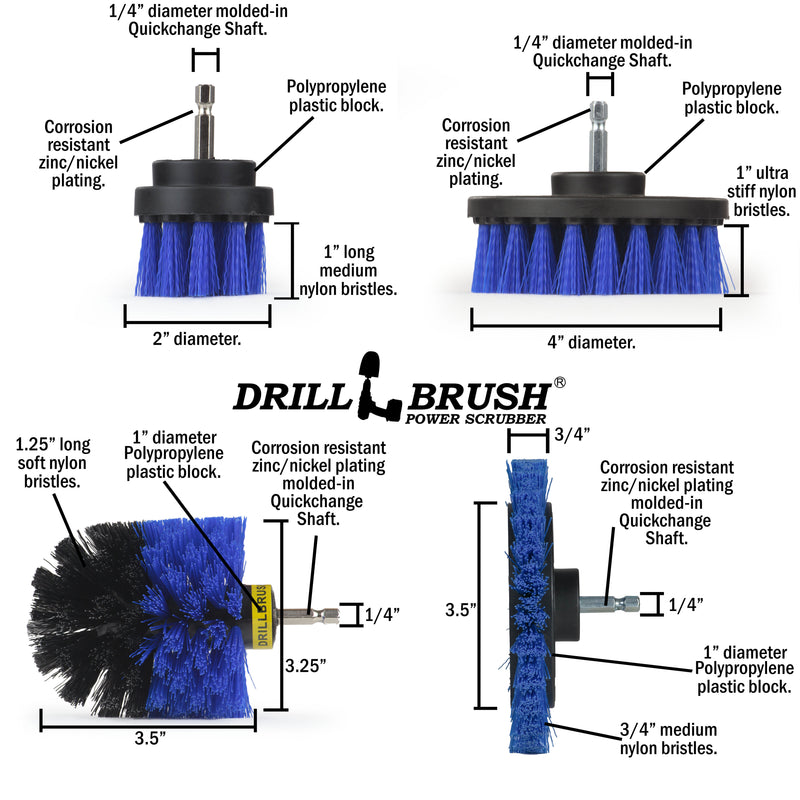 Edge, Original, 4in, & 2in Blue Brushes - Medium Bristles - Marine & Pool Cleaning | B-S-E42O-QC-DB