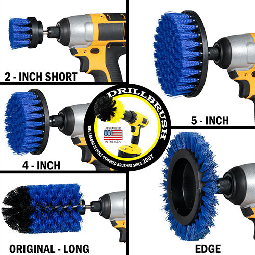 5in Flat Brush, 4in Flat Brush, 2in Short Brush, and Jumbo Original all in Medium Blue - Aquarium Cleaning Products  | B-S-E542J-QC-DB