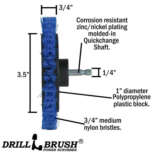 Specs for the Drillbrush Medium Blue Marine & Pool Edge Brush.
