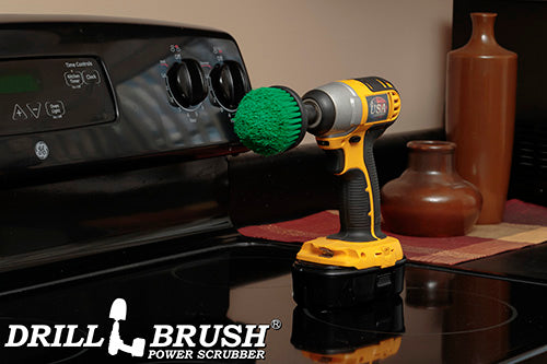 Green Corner Brush - Medium Bristles - Cone Shaped - Kitchen Cleaning | C-S-G-QC-DB