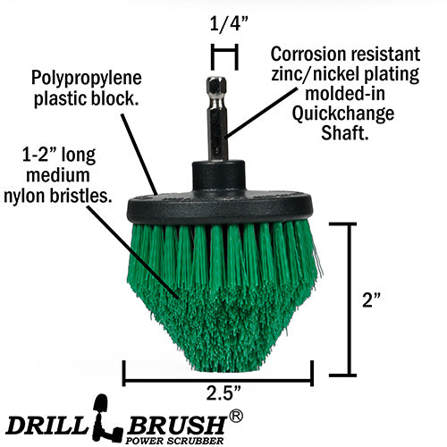 Original, 4in, 5in, 2in Short, and Corner Green Brushes - Medium Stiff –  Drillbrush
