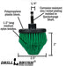 Technical specs and dimensions for the Medium Green Cone-shaped Corner Drillbrush.
