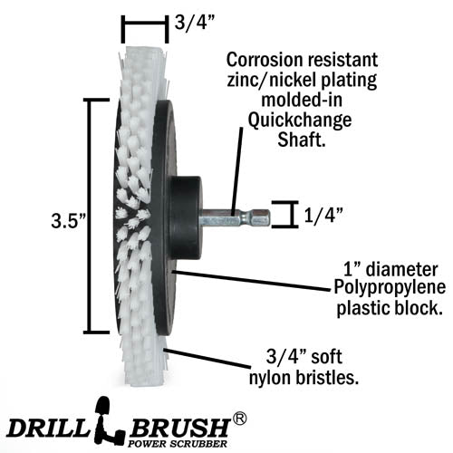 White Edge Brush - Soft Stiffness - Wheel Shaped - Home & Auto | E-S-W-QC-DB