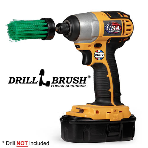 1in Green Brush - Medium Stiffness - Long Bristles - Kitchen Spot Cleaning | 1in-L-G-QC-DB