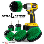 Drillbrush 542OMS-2L Medium Green Kitchen Brush Kit with an Original brush in a cordless drill.