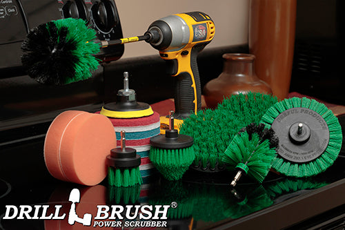 21-piece Green Brush Kit - Medium Bristles | G-E542OMCS-P4-3WRB-2F-3V-5X-QC-DB