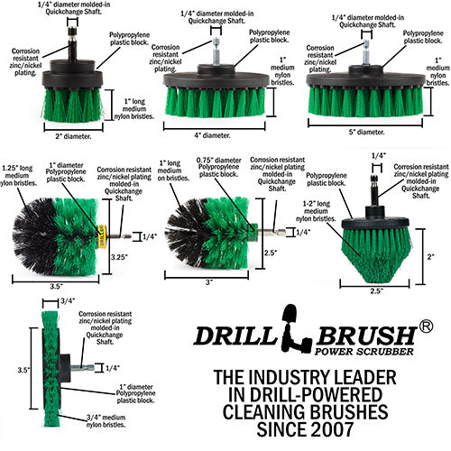 21-piece Green Brush Kit - Medium Bristles | G-E542OMCS-P4-3WRB-2F-3V-5X-QC-DB