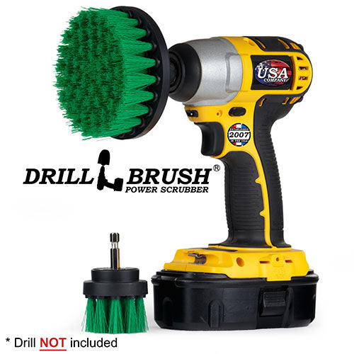 4in & 2in Green Brushes - Medium Bristles - Kitchen & Appliance Cleaning | G-S-42-QC-DB