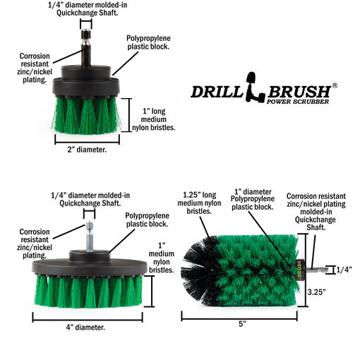 Drillbrush Green Kitchen Cleaning Drill Brushes - Stainless Steel Sink  Cleaner/Copper Sink Cleaner - Electric Stove Cleaner/Gas Stove Cleaner 