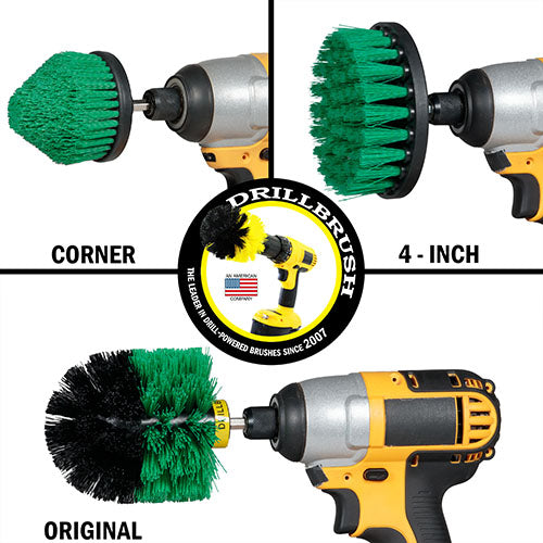 Original, 4in, and Corner Green Brushes - Medium Stiffness - Kitchen Cleaning | G-S-4CO-QC-DB