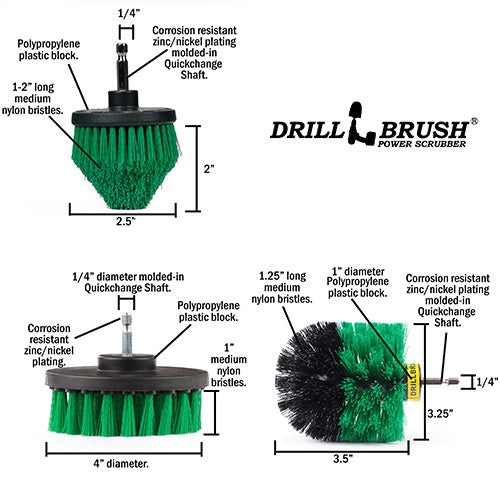 Original, 4in, and Corner Green Brushes - Medium Stiffness - Kitchen Cleaning | G-S-4CO-QC-DB