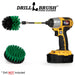 Drillbrush 4M-5X Medium Green Kitchen Brush Kit with an Mini brush in a 5 inch extension in a cordless drill.