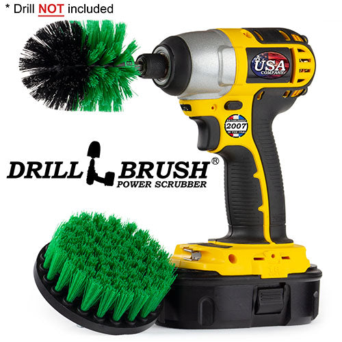 Mini & 4in Green Brushes - Medium Bristles - Kitchen & Appliances Cleaning | G-S-4M-QC-DB