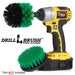 Drillbrush 4O Medium Green Kitchen Brush Kit with an Original brush in a cordless drill.