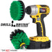 Drillbrush 4O Medium Green Kitchen Brush Kit with a 4 inch brush in a cordless drill.