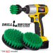 Drillbrush 542 Medium Green Kitchen Brush Kit with a 2 inch Short brush in a cordless drill.