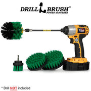 Drillbrush 542O-7X Medium Green Kitchen Brush Kit with an Original brush in a 7 inch extension in a cordless drill.