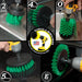 Action shots of a Medium Green Original Jumbo brush cleaning a sink, a Medium Green Edge Drillbrush cleaning a stovetop, a Medium Green 2 inch Short Drillbrush cleaning around a sink, a Medium Green 5 inch Drillbrush cleaning a stovetop, and a Medium Green 4 inch Drillbrush cleaning the side of a sink.