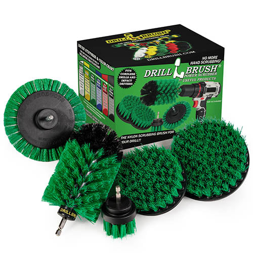 5in Flat Brush, 4in Flat Brush, 2in Short Brush, and Jumbo Original all in Medium Green - Kitchen Cleaning Products  | G-S-E542J-QC-DB