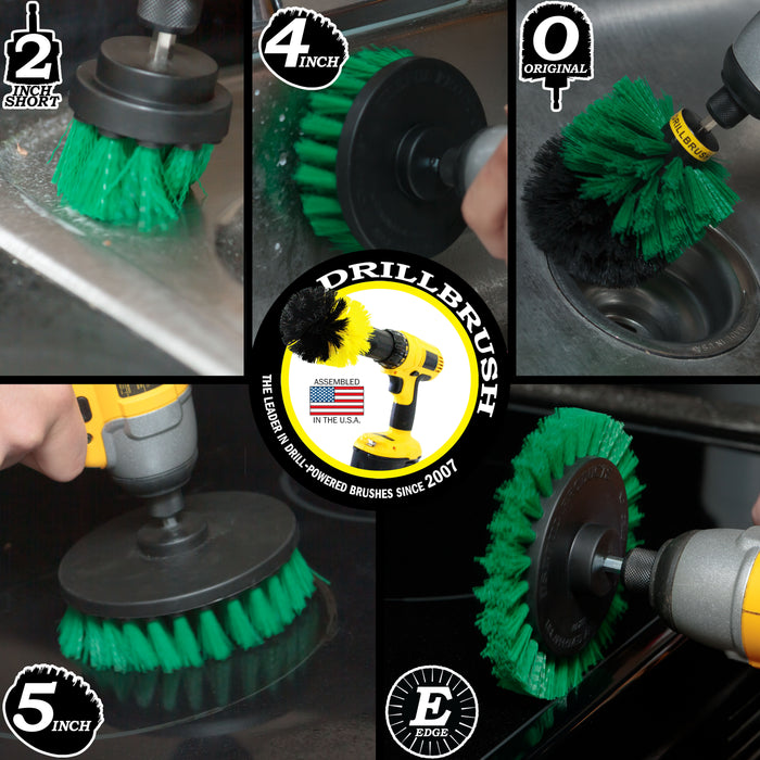 Edge, Original, 5in, 4in, & 2in Green Brushes - Medium Bristles - Kitchen & Appliance | G-S-E542O-QC-DB
