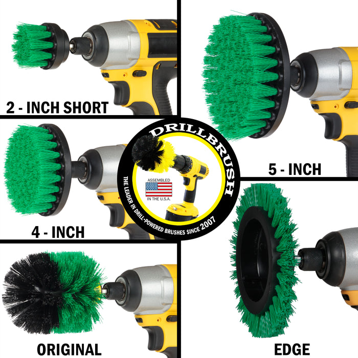 Edge, Original, 5in, 4in, & 2in Green Brushes - Medium Bristles - Kitchen & Appliance | G-S-E542O-QC-DB