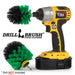 Drillbrush MO Medium Green Kitchen Brush Kit with a Mini brush in a cordless drill.