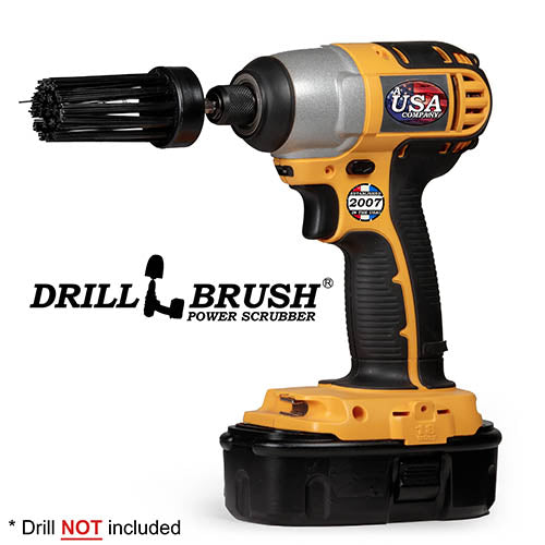 1in Black Brush - Ultra Stiff Stiffness - Long Bristles - Grill & Industrial Spot Cleaning | 1in-L-K-QC-DB