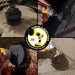 Action shots of an Ultra Stiff Black Original brush cleaning grill grates, an Ultra Stiff Black 2 inch Short Drillbrush cleaning an engine block, an Ultra Stiff Black 4 inch Drillbrush cleaning a grill burner shield, and an Ultra Stiff 2 inch Long Drillbrush cleaning grill grates.