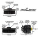 Specs for the Drillbrush 4 inch, 5 inch, and Original Ultra Stiff Black Grill & Industrial Brushes.