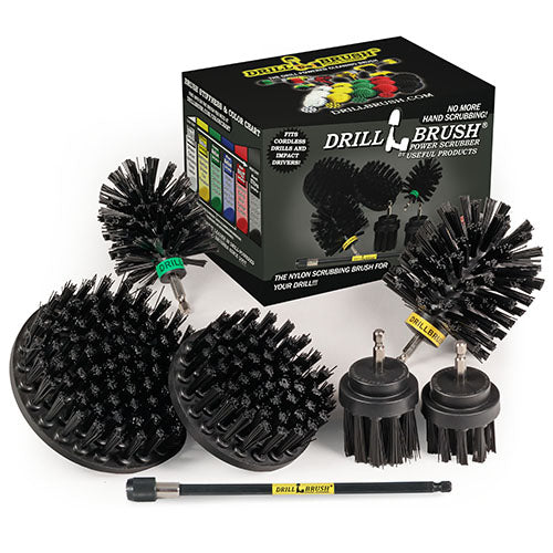 Ultimate Black Brush Kit w/7in Ext. - Ultra Stiff - Heavy Duty Cleaning | K-542OMS-2L-7X-QC-DB