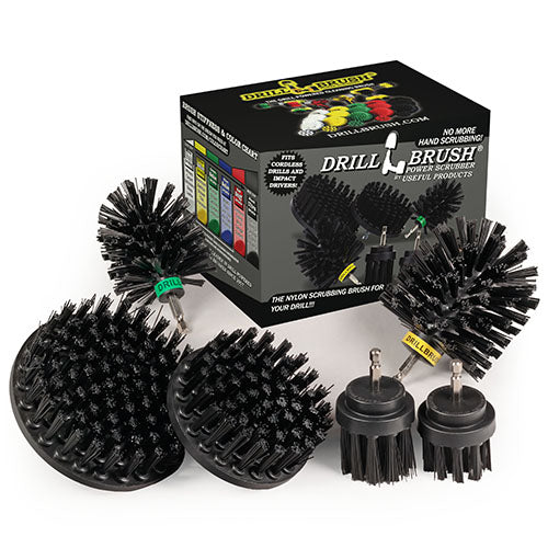 Ultimate Black Brush Kit - Ultra Stiff Bristles - Heavy Duty & Grill Cleaning | K-542OMS-2L-QC-DB