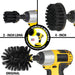 Images of the Drillbrush 2 inch Long, 4 inch, and Original Ultra Stiff Black Grill & Industrial Brushes in cordless drills.