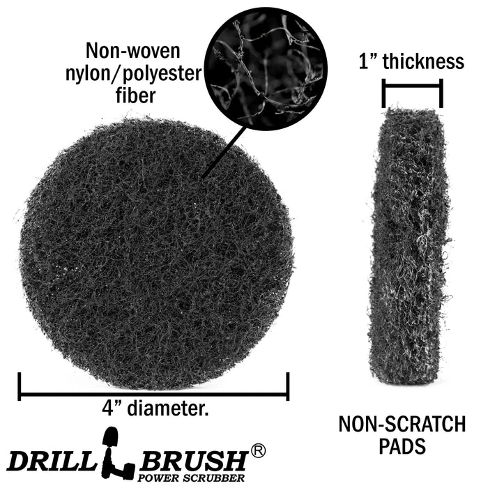 4in Black Scrub Pad 4 Pack