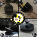 Action shots of an Ultra Stiff Black Original brush cleaning grill grates, an Ultra Stiff Black 2 inch Short Drillbrush cleaning an engine block, an Ultra Stiff Black 4 inch Drillbrush cleaning a grill burner shield, and an Ultra Stiff 5 inch Drillbrush cleaning a concrete floor.
