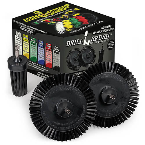 Edge x2 and 1 inch Long Black Brushes - Ultra Stiff Bristles - Grill & Industrial Cleaning | K-EES-1L-QC-DB