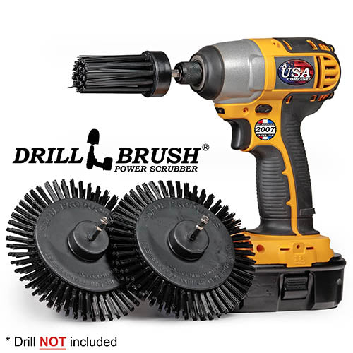 Edge x2 and 1 inch Long Black Brushes - Ultra Stiff Bristles - Grill & Industrial Cleaning | K-EES-1L-QC-DB