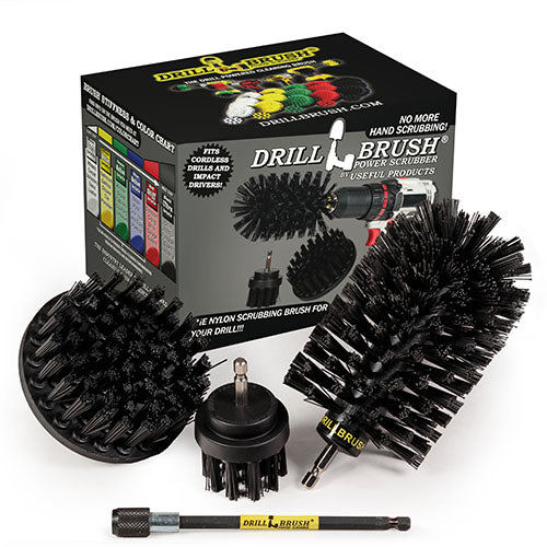4in Flat Brush, 2in Short Brush, and Jumbo Original all in Ultra Stiff Black Plus 5" Extension - Wire Brush Replacement  | K-S-42J-5X-QC-DB