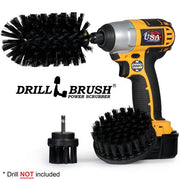Drillbrush 42J Ultra Stiff Black Grill & Industrial Brush Kit with an Original Jumbo brush in a cordless drill.