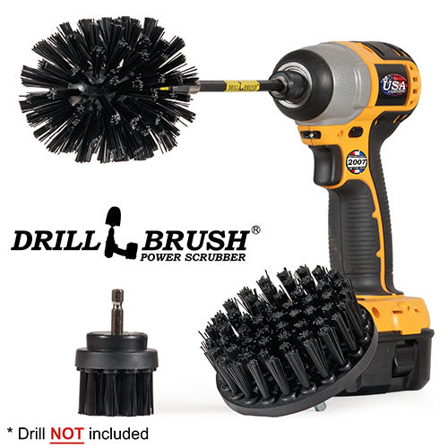 Original, 4in, & 2in Black Brushes w/5in Ext. - Heavy Duty & Grill Cleaning | K-S-42O-5X-QC-DB