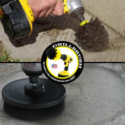 Action shots of an Ultra Stiff Black Original brush cleaning concrete and an Ultra Stiff 5 inch Drillbrush cleaning a concrete floor.