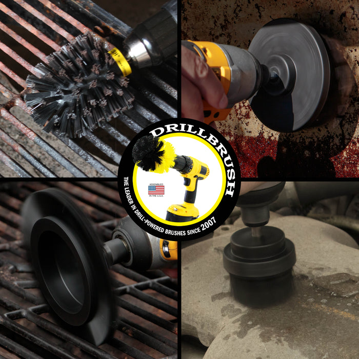 Edge, Original, 4in, and 2in Black Brushes - Ultra Stiff - Heavy Duty & Grill Cleaning | K-S-E42O-QC-DB