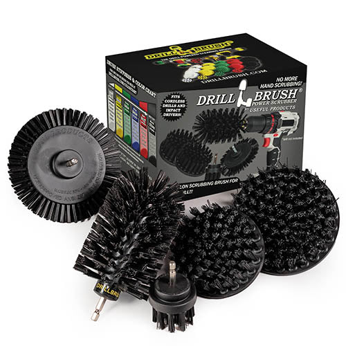 5in Flat Brush, 4in Flat Brush, 2in Short Brush, and Jumbo Original all in Ultra Stiff Black - Grill Cleaning Products  | K-S-E542J-QC-DB