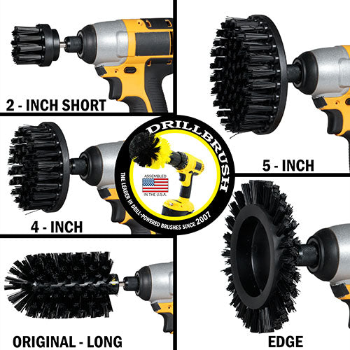 5in Flat Brush, 4in Flat Brush, 2in Short Brush, and Jumbo Original all in Ultra Stiff Black - Grill Cleaning Products  | K-S-E542J-QC-DB