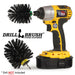 Drillbrush MO Ultra Stiff Black Grill & Industrial Brush Kit with a Mini brush in a cordless drill.