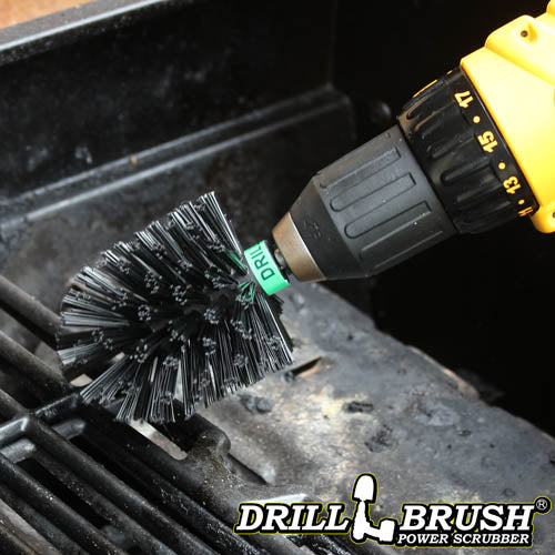 Drillbrush Mini Ultra Stiff Black Grill & Industrial Brush cleaning grill grates.