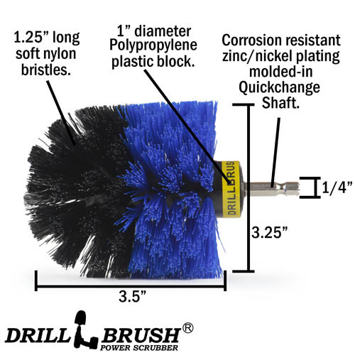 Specs for the Drillbrush Original Medium Blue Marine & Pool Brush.